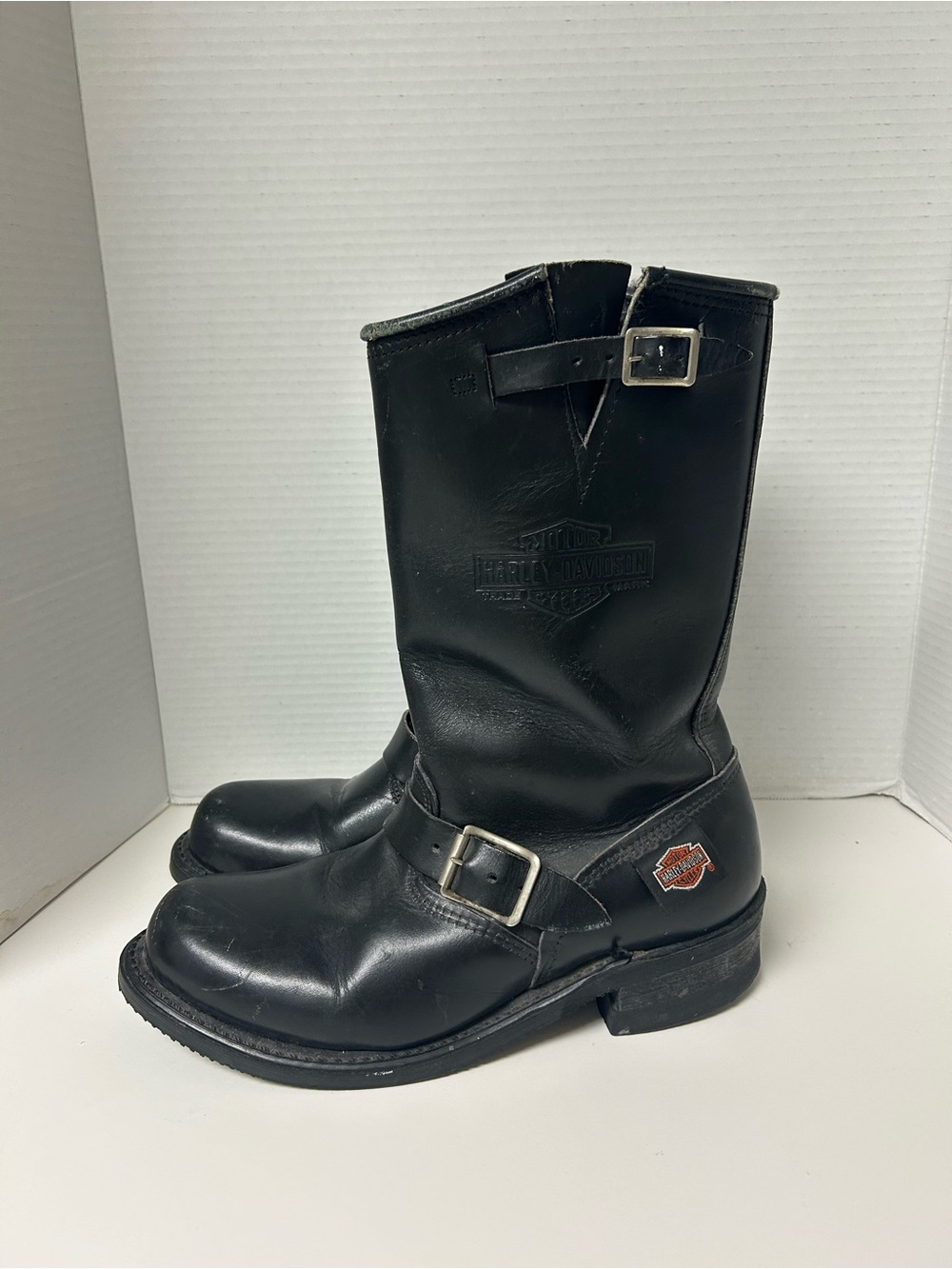 Harley Davidson Black Leather Engineer Biker Boots Men 7 Women 9 Unisex Grunge